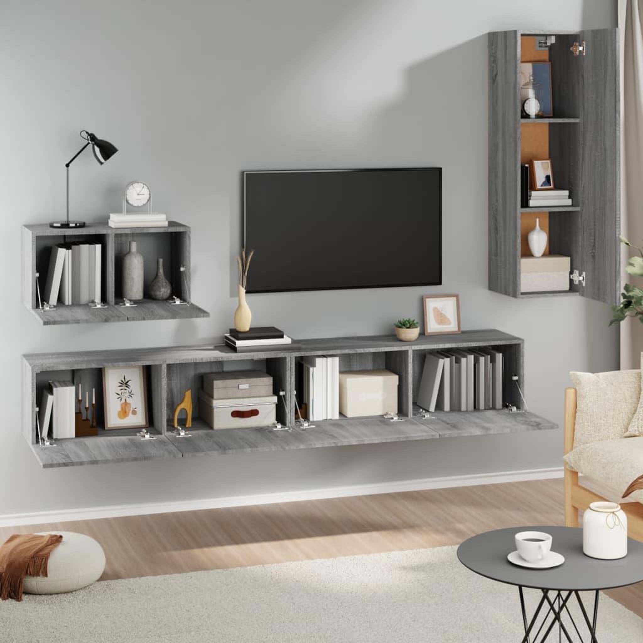 Voir la diapositive 3 : VIDAXL Ensemble de meubles TV 4 pcs Sonoma gris Bois d'ingenierie
