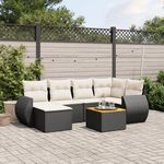 VIDAXL Salon de jardin 7 pcs avec coussins noir resine tressee
