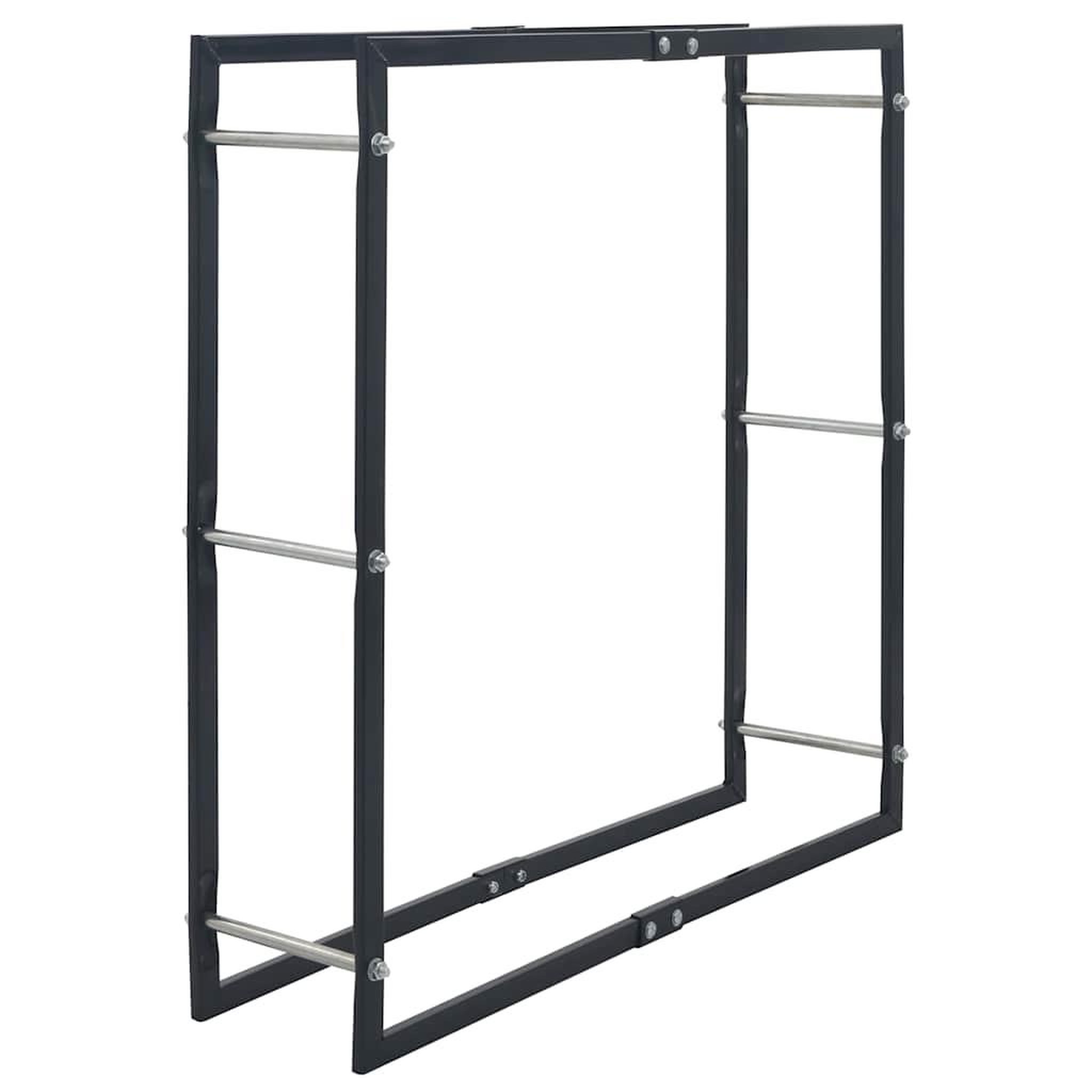 VIDAXL Portant de bois de chauffage noir 100x25x100 cm acier