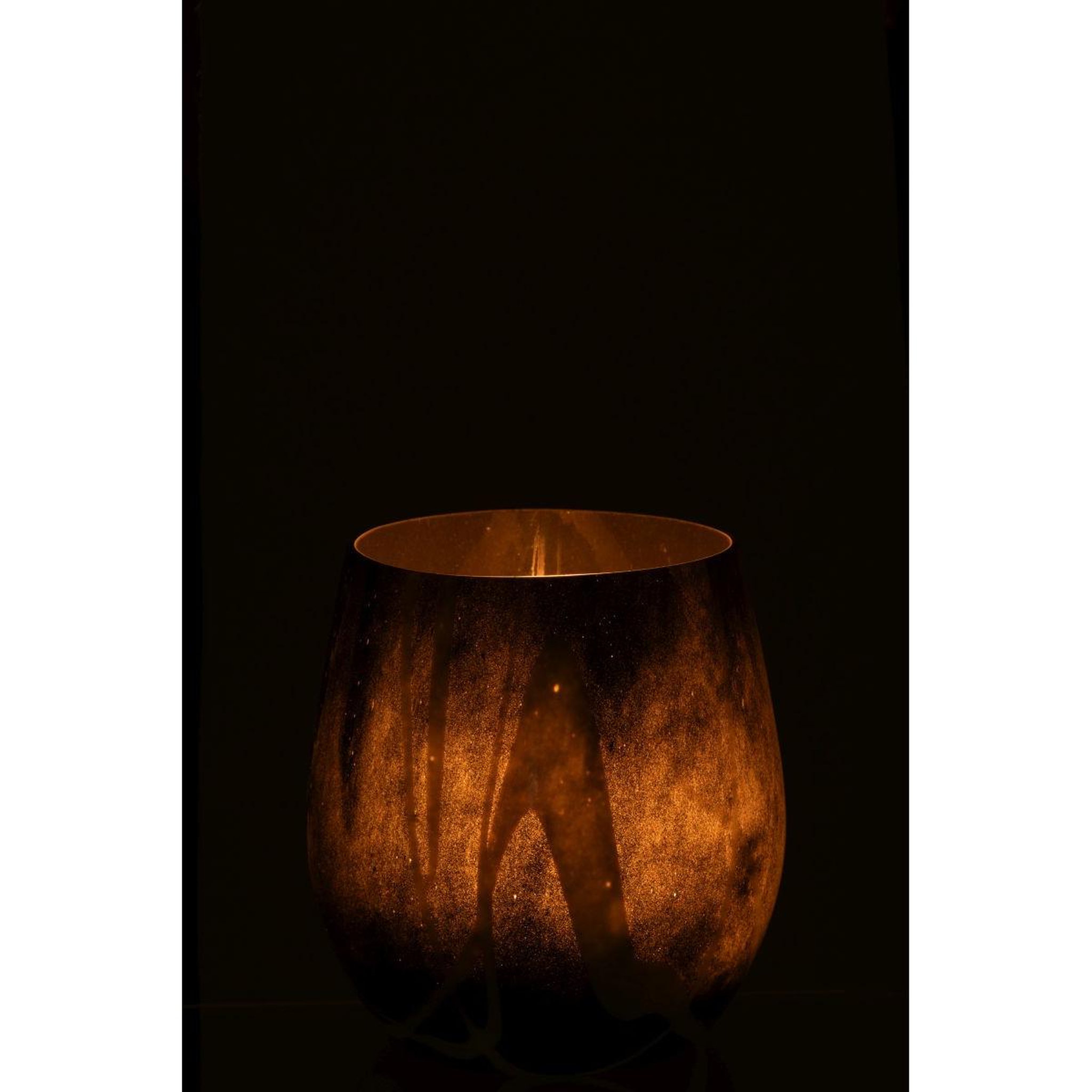 Voir la diapositive 3 : J-LINE Photophore en Verre  Effet Fumé  14cm Noir