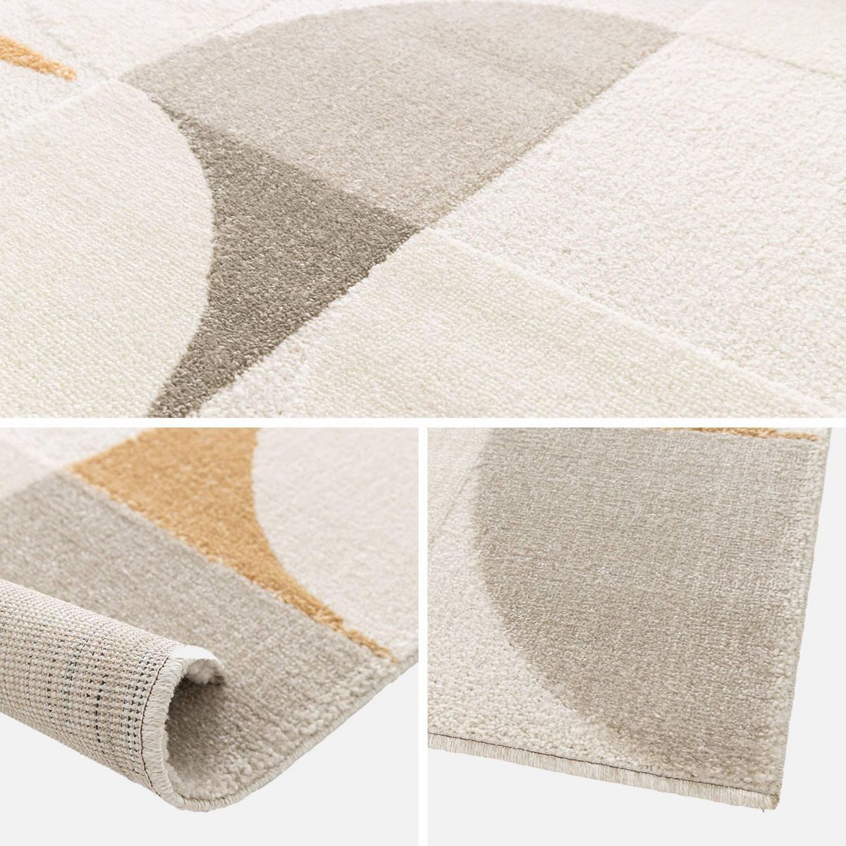 SWEEEK Tapis intérieur motifs rétro poils ras crème