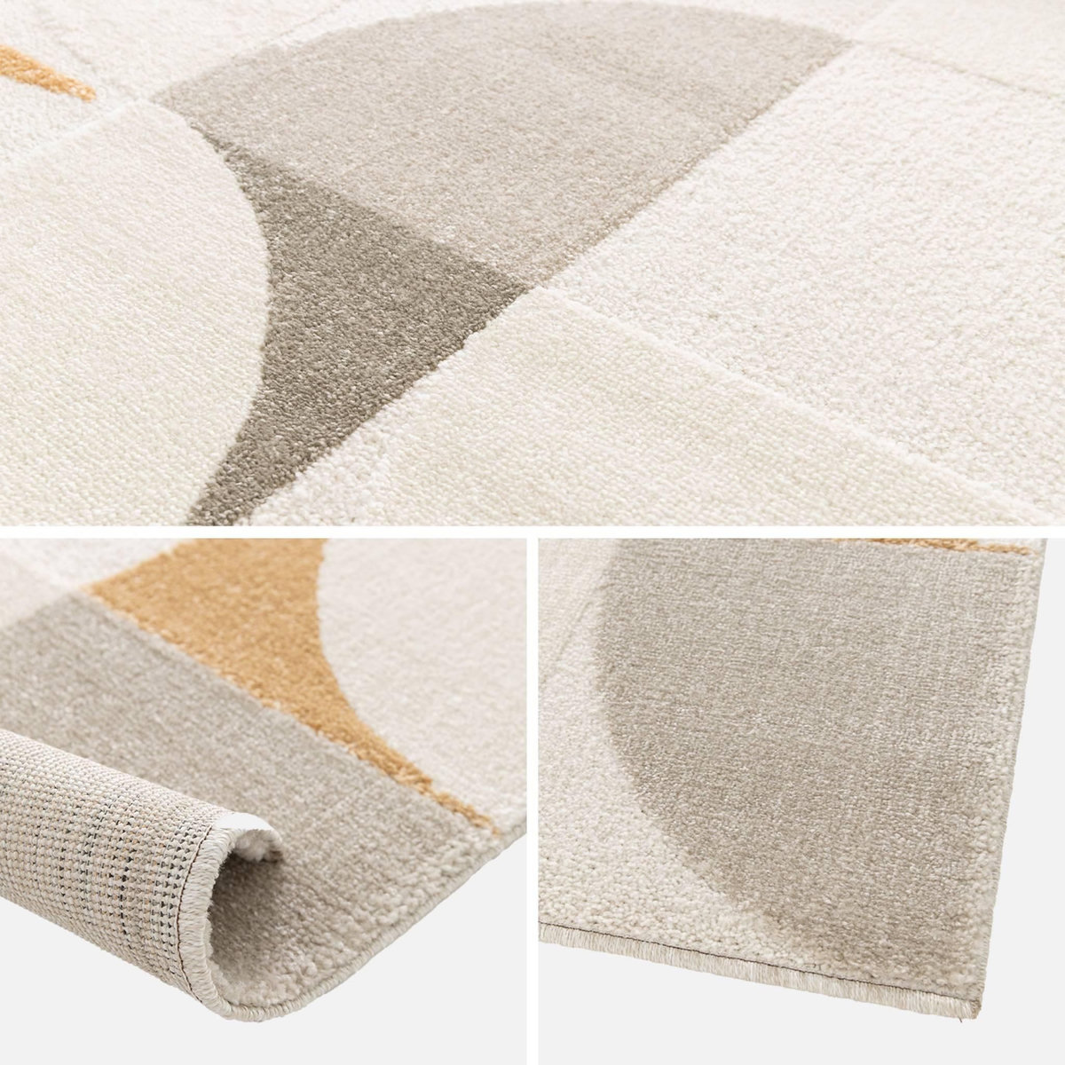 SWEEEK Tapis intérieur motifs rétro poils ras crème