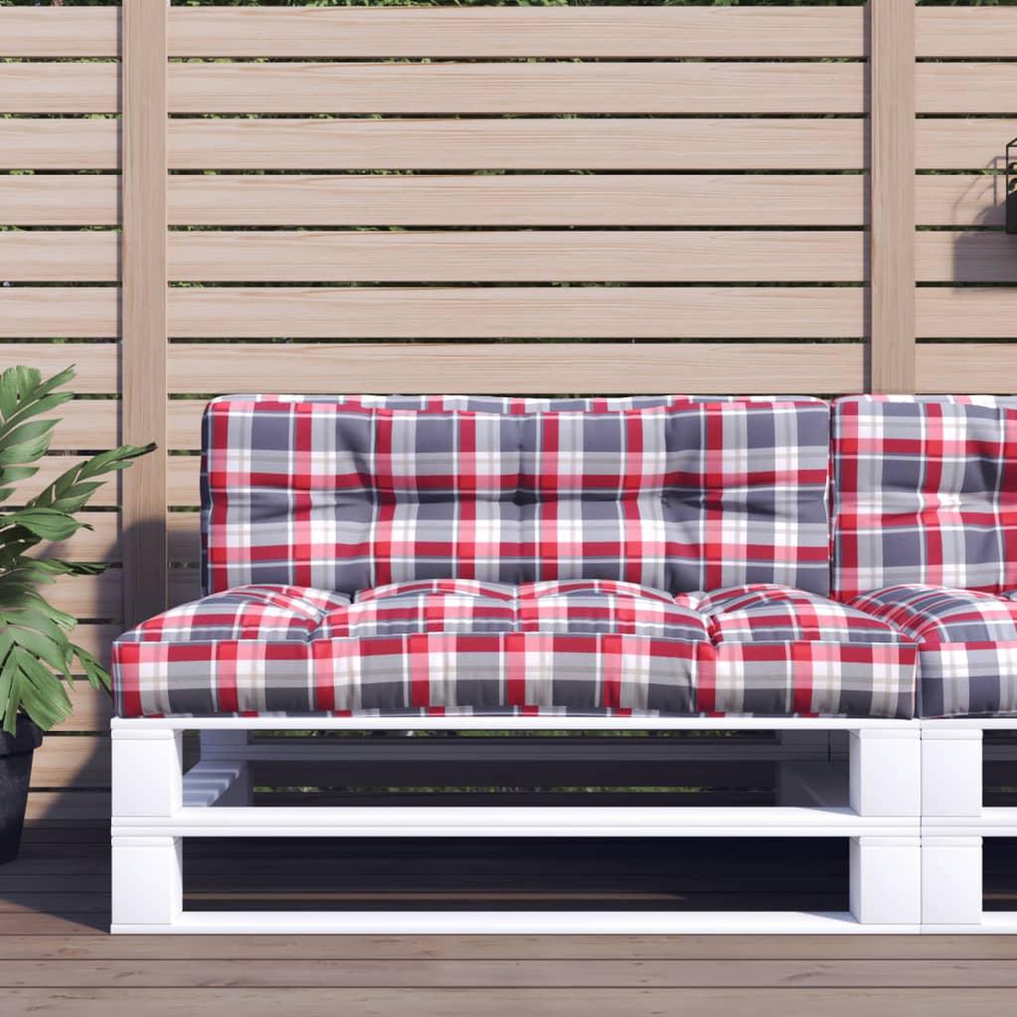 Voir la diapositive 1 : VIDAXL Coussin de palette motif a carreaux rouge 120x40x12 cm tissu
