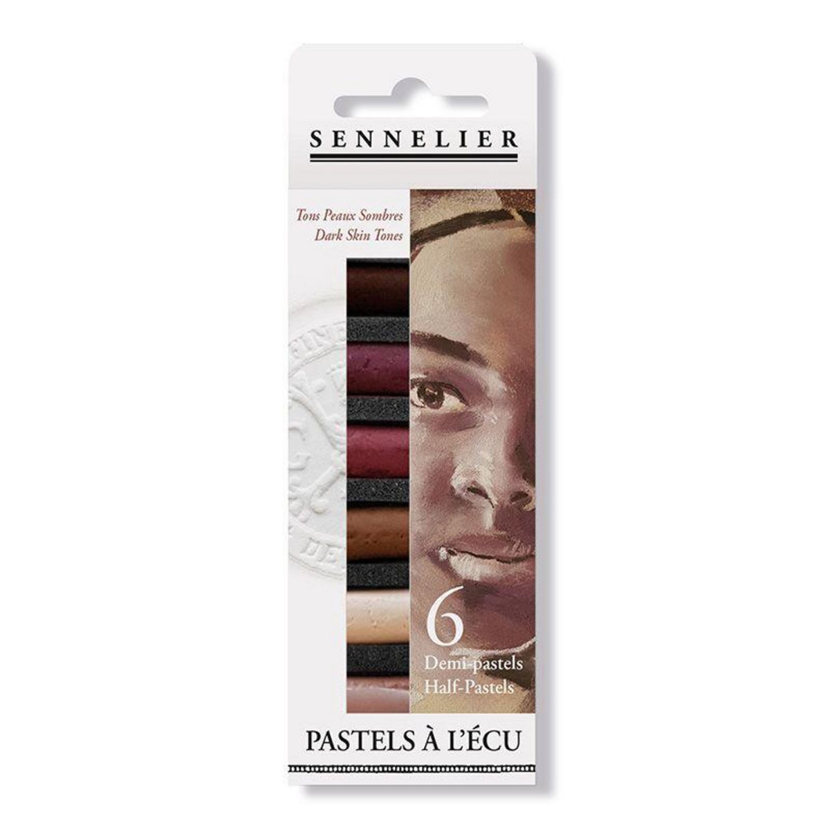 SENNELIER Etui pastels 'A l'écu' - 6 demi-pastels - Portrait teintes foncées