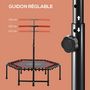 Voir la diapositive 6 : HOMCOM Trampoline de Fitness gymnastique Ø114 cm élastiques Bungee guidon hauteur réglable 117-132 cm rouge noir