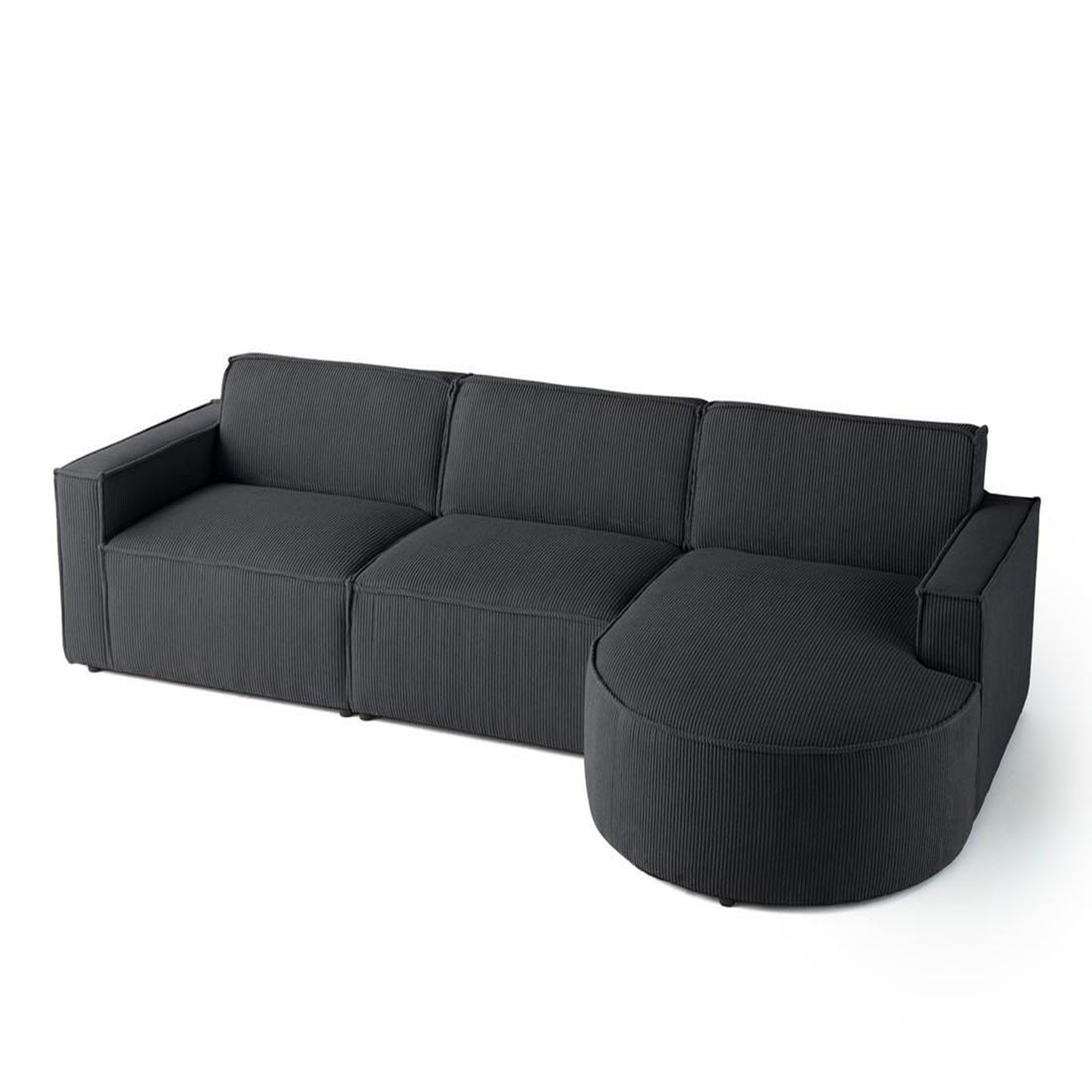 Voir la diapositive 2 : LISA DESIGN Spiaggia - canapé d'angle droit - 5 places - en velours côtelé