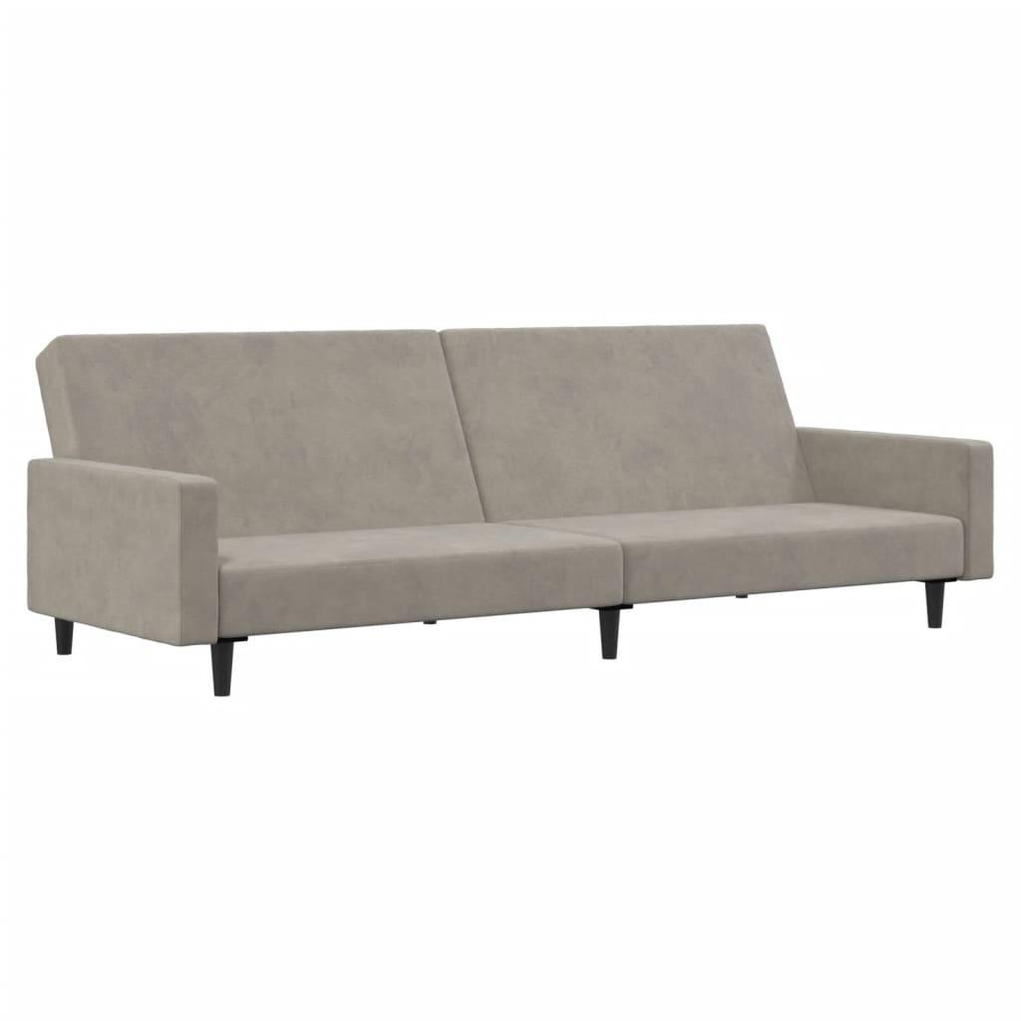Voir la diapositive 2 : VIDAXL Canape-lit a 2 places gris clair velours