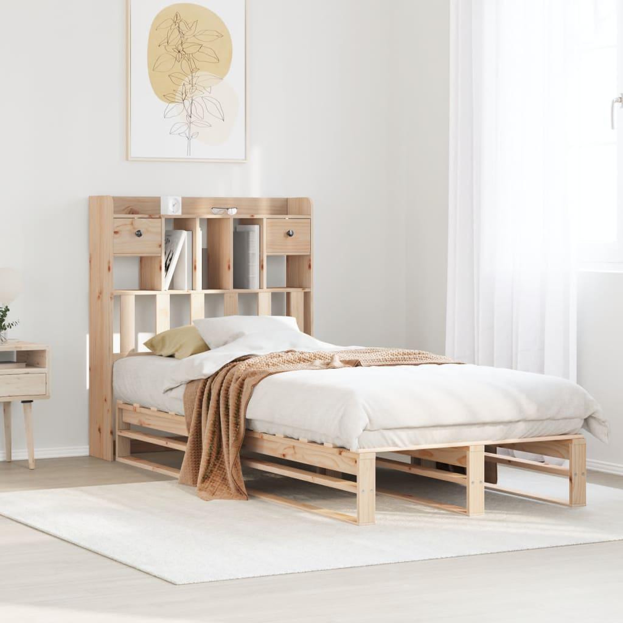 VIDAXL Lit bibliotheque sans matelas 90x200 cm bois de pin massif