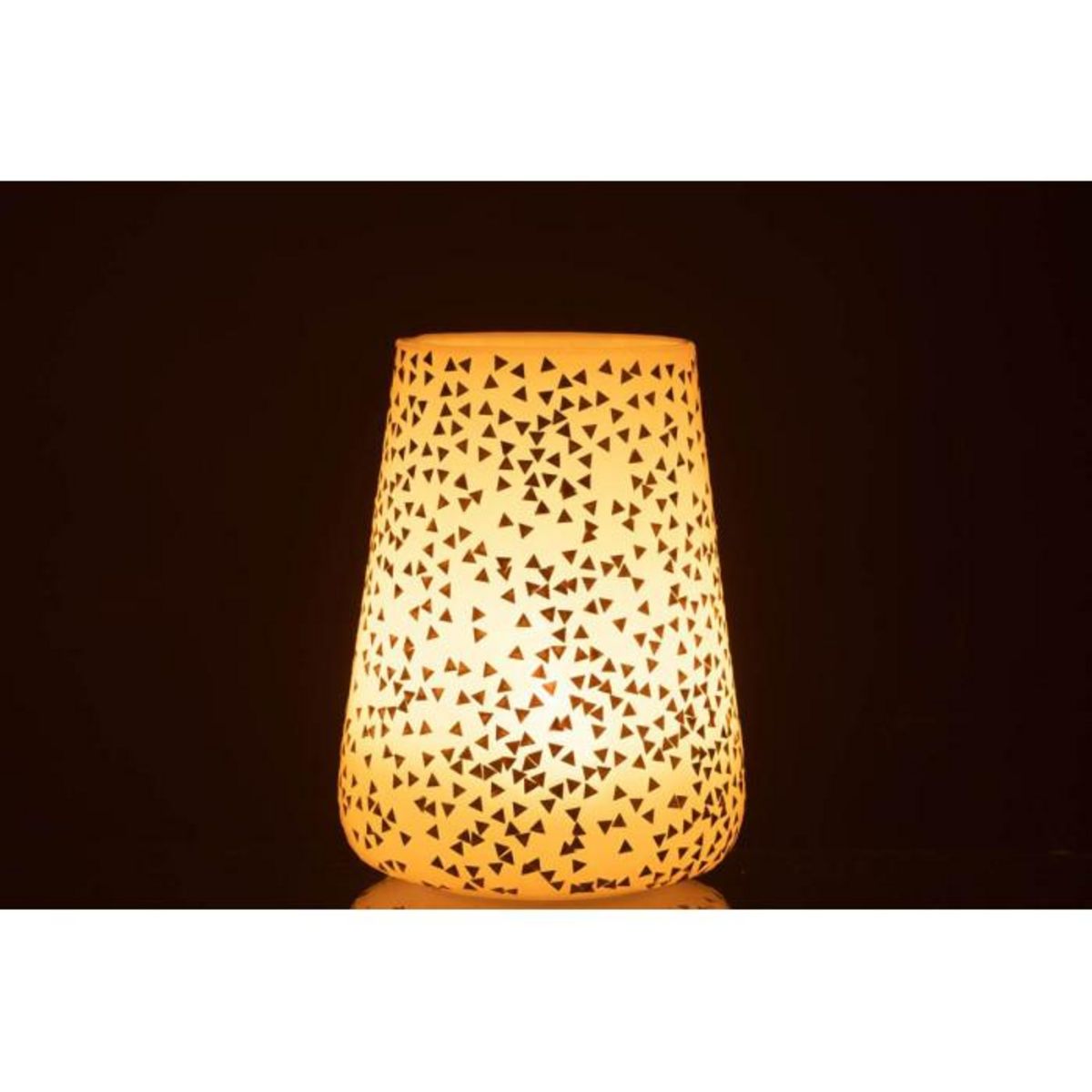 Paris Prix Photophore en Verre  Triangle  23cm Blanc & Or