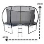 Voir la diapositive 3 : JUMP4FUN Trampoline 14Ft ø 427 cm noire avec Echelle, Protection et Filet de sécurité