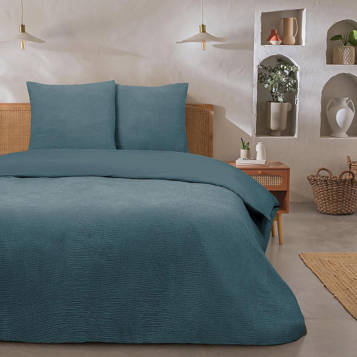 FUTURE HOME Parure de lit double en gaze de coton