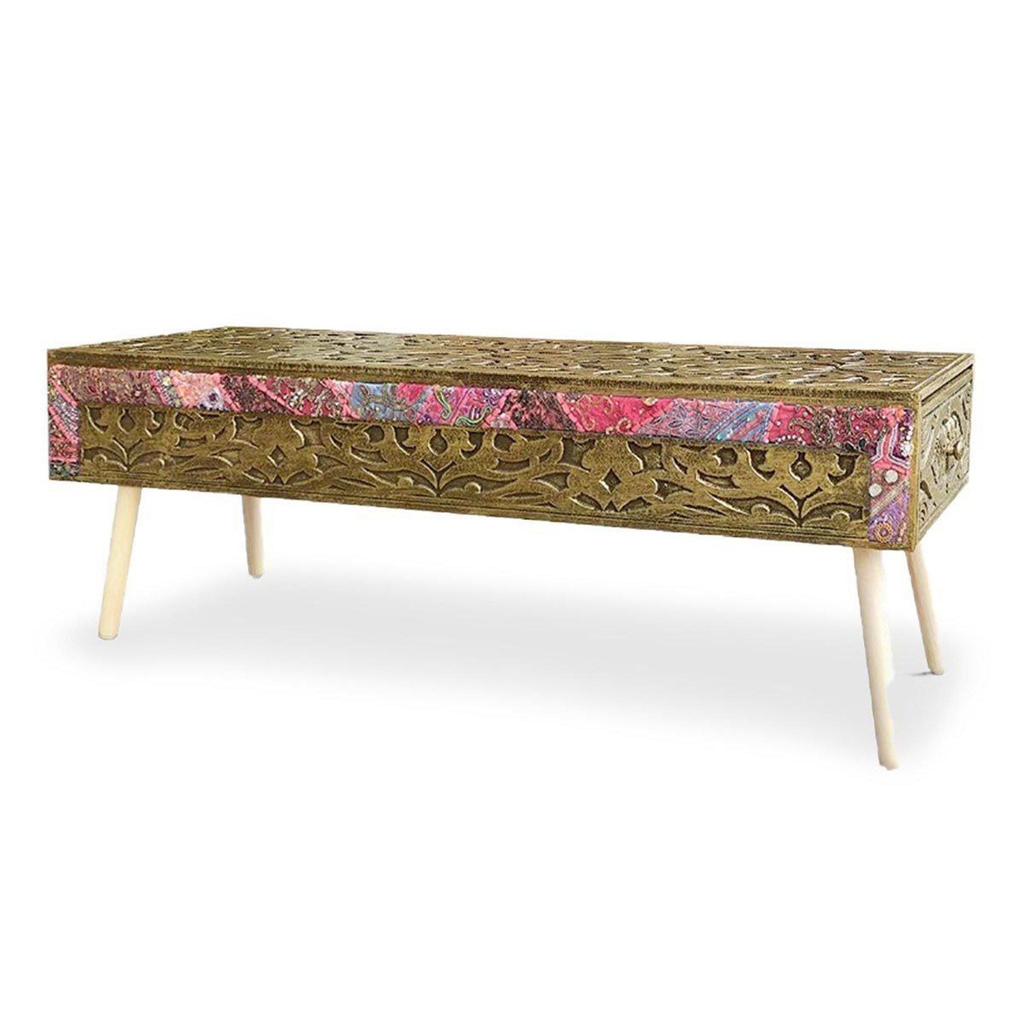 Voir la diapositive 1 : Paris Prix Banc 2 tiroirs  jodipa  140cm bronze & multicolore