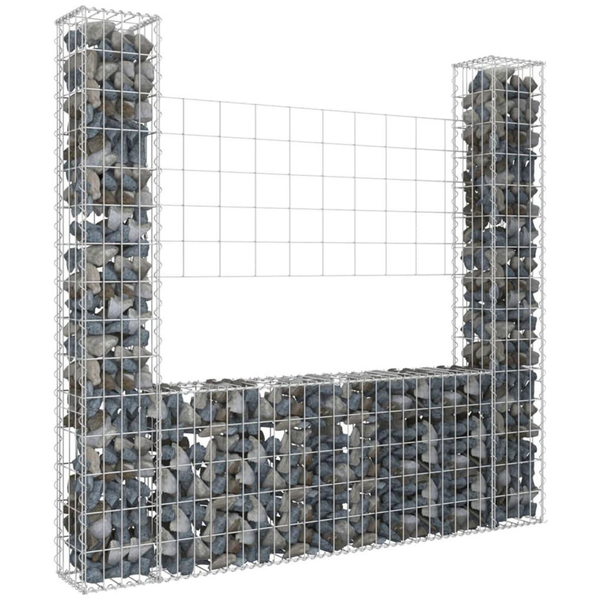 VIDAXL Panier de gabion en forme de U avec 2 poteaux Fer 140x20x150 cm