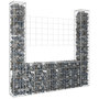 Voir la diapositive 1 : VIDAXL Panier de gabion en forme de U avec 2 poteaux Fer 140x20x150 cm