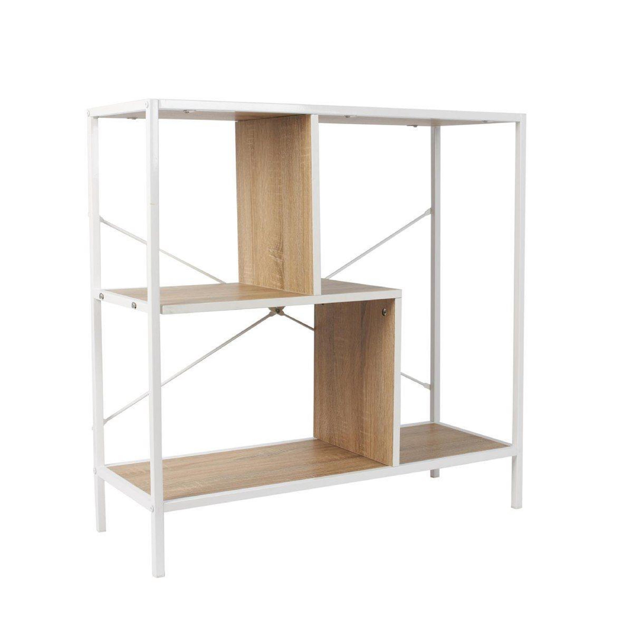 The Home Deco Factory Étagère Design  Edison  80cm Naturel & Blanc