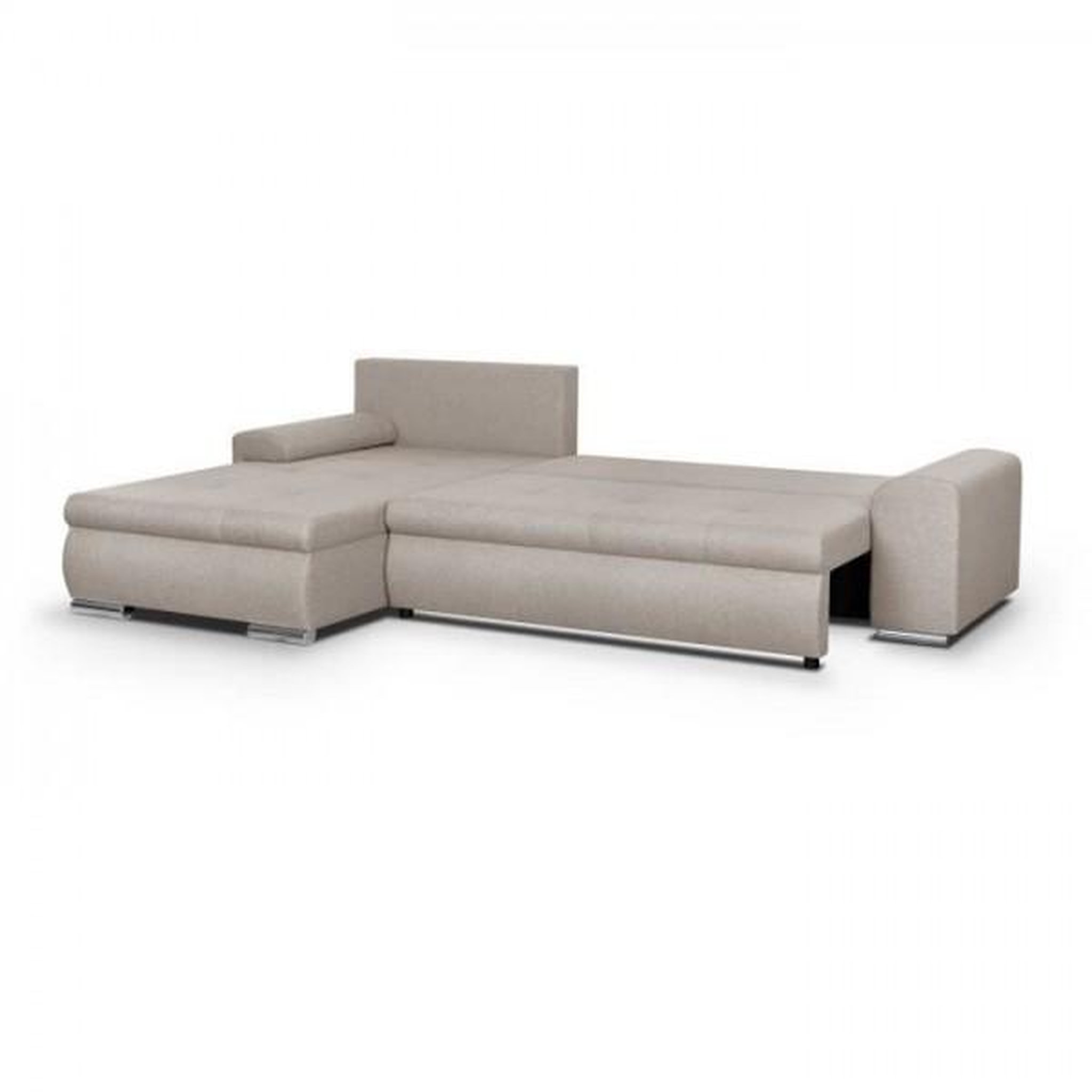 Voir la diapositive 4 : MARKET24 Canapé d'angle convertible réversible + coffre de rangement - Tissu Beige - L 289 x P 94/188 x H 88 cm - INDIAN