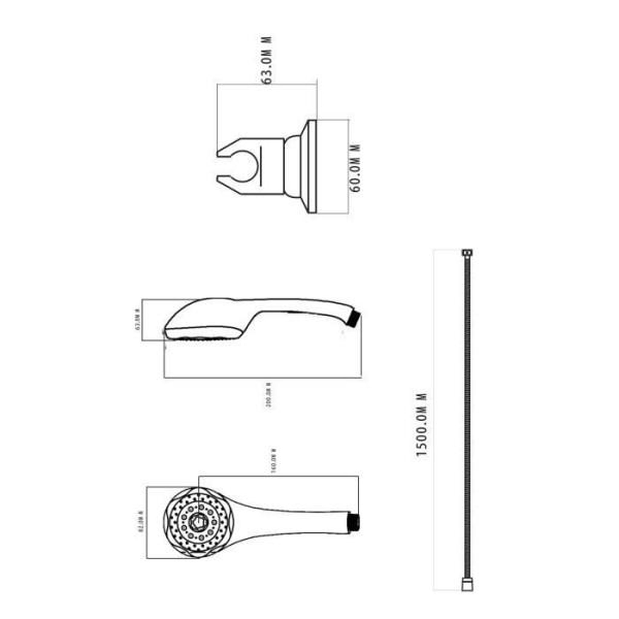 Voir la diapositive 2 : ROUSSEAU Pommeau de douche ROUSSEAU Combiné Flexible 5 JETS HEKO chromé