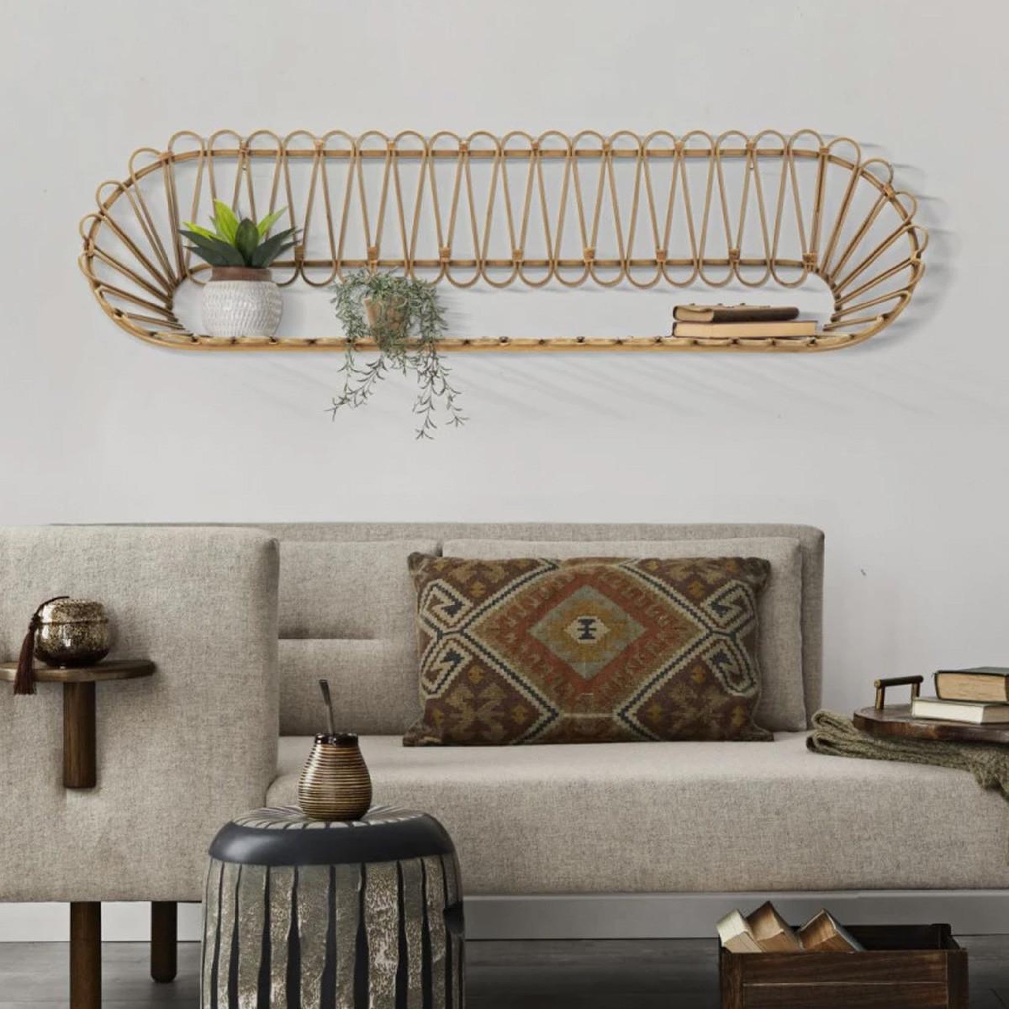 Voir la diapositive 6 : Paris Prix Étagère murale déco  panama  162cm naturel
