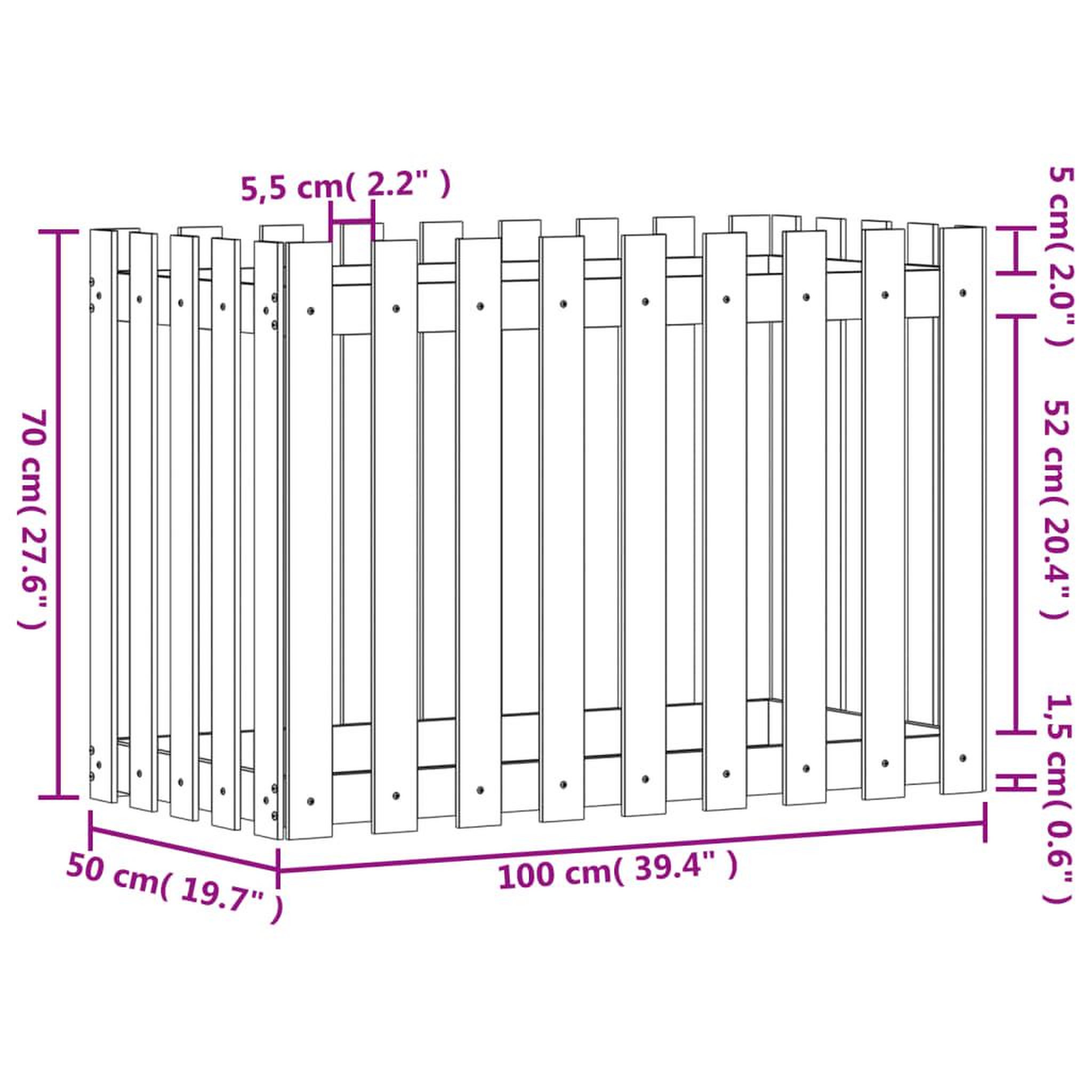 Voir la diapositive 6 : VIDAXL Lit sureleve de jardin design de cloture 100x50x70cm pin massif