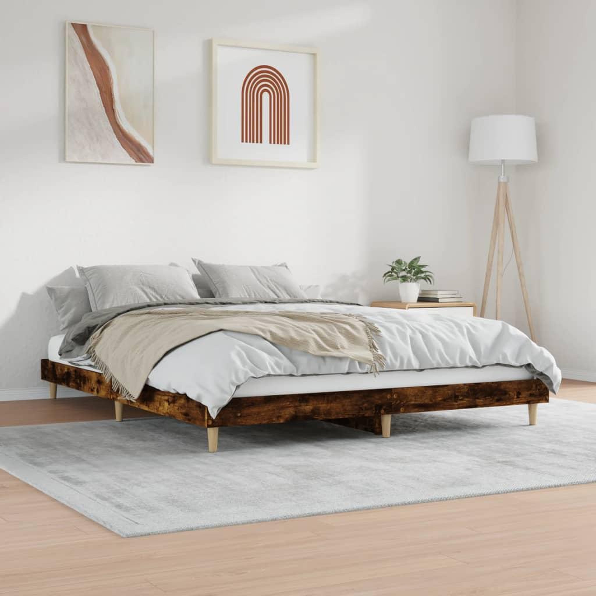 Voir la diapositive 4 : VIDAXL Cadre de lit sans matelas chene fume 150x200 cm bois ingenierie