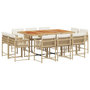 Voir la diapositive 2 : VIDAXL Ensemble a manger de jardin et coussins 11 pcs beige poly rotin