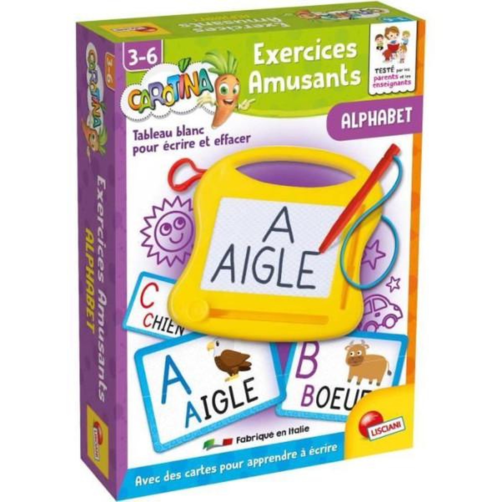 LISCIANI GIOCHI Alphabet - Mini ardoise magique - CAROTINA - Apprentissage de l'alphabet