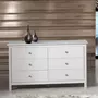 HOMIFAB Commode 6 tiroirs en pin massif blanc 130 cm - Elton