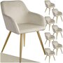 Voir la diapositive 1 : tectake Ensemble de 8 chaises rembourrées aspect velours crème et or