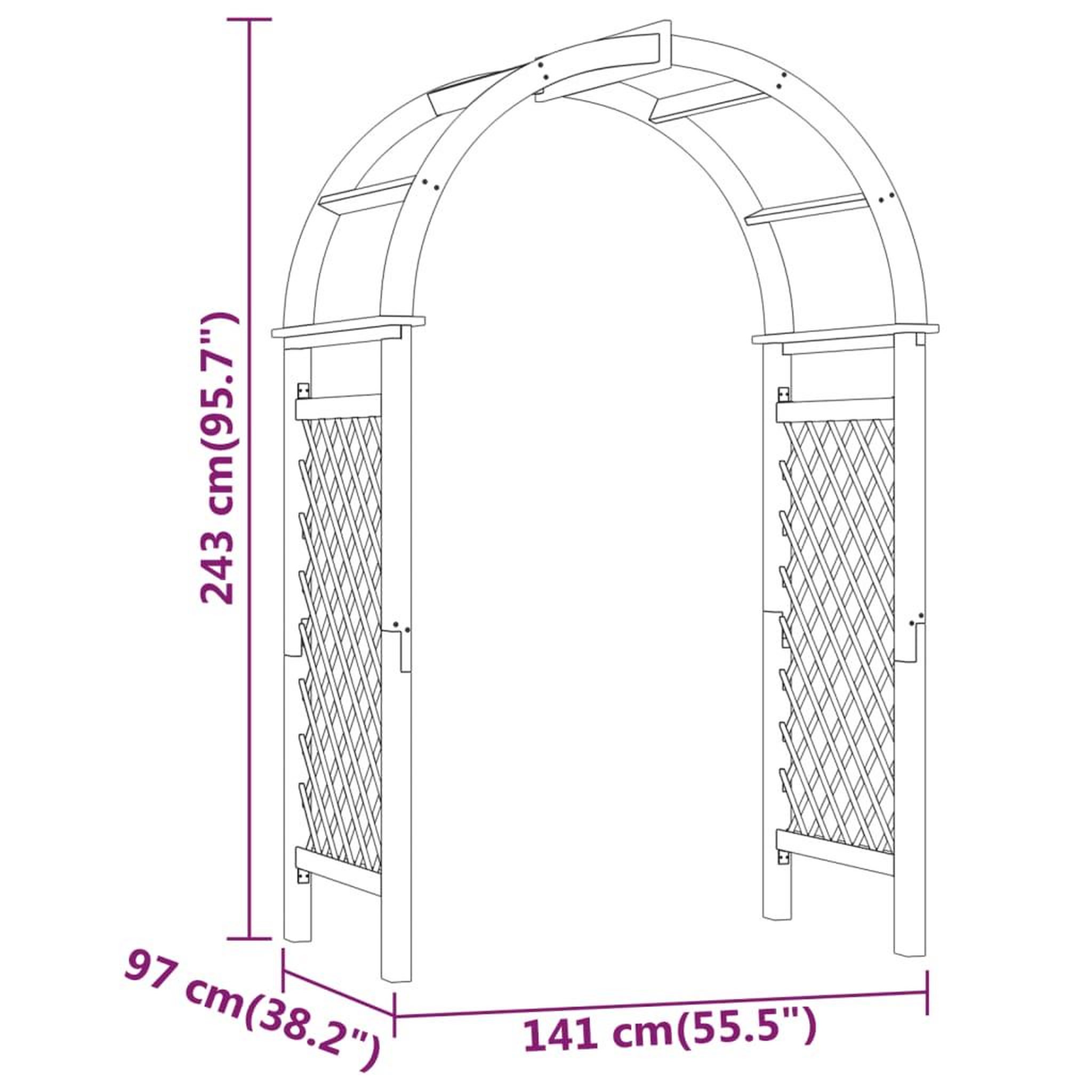 Voir la diapositive 6 : VIDAXL Arche avec treillis 141x97x243 cm Bois de pin massif impregne