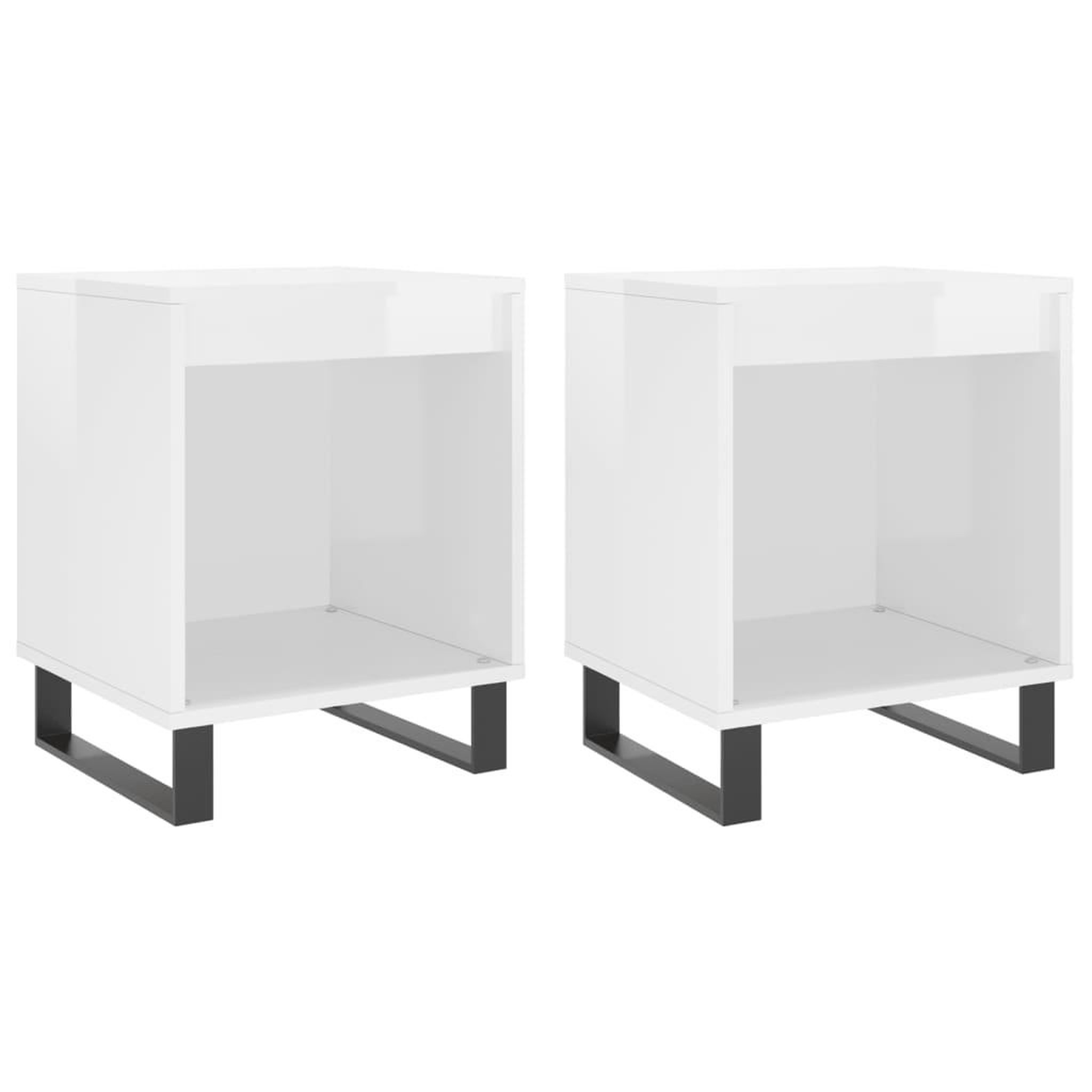 Voir la diapositive 2 : VIDAXL Tables de chevet 2 pcs blanc brillant 40x35x50 cm