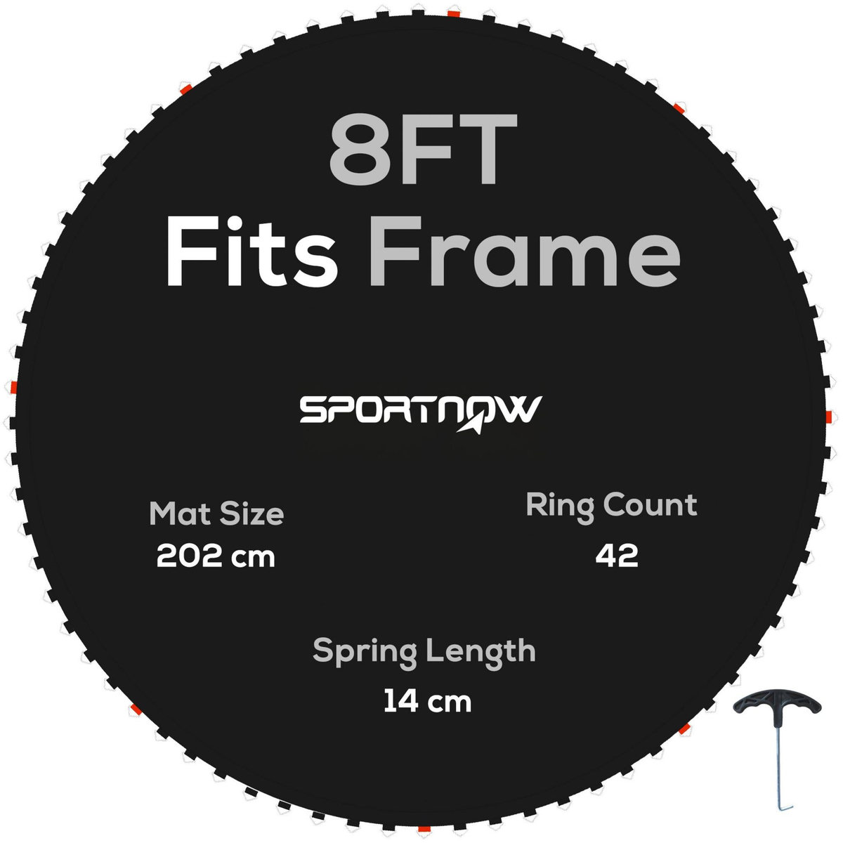 HOMCOM Tapis de rechange trampoline Ø 2,4 m ressorts 14 cm outil 42 crochets en V inclus