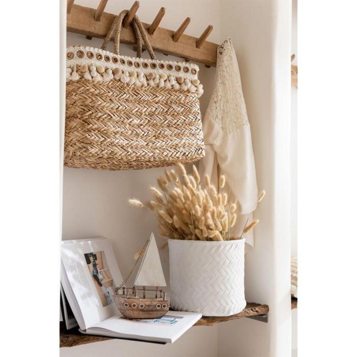 Paris Prix Cache Pot en Ciment  Tissage  25cm Blanc