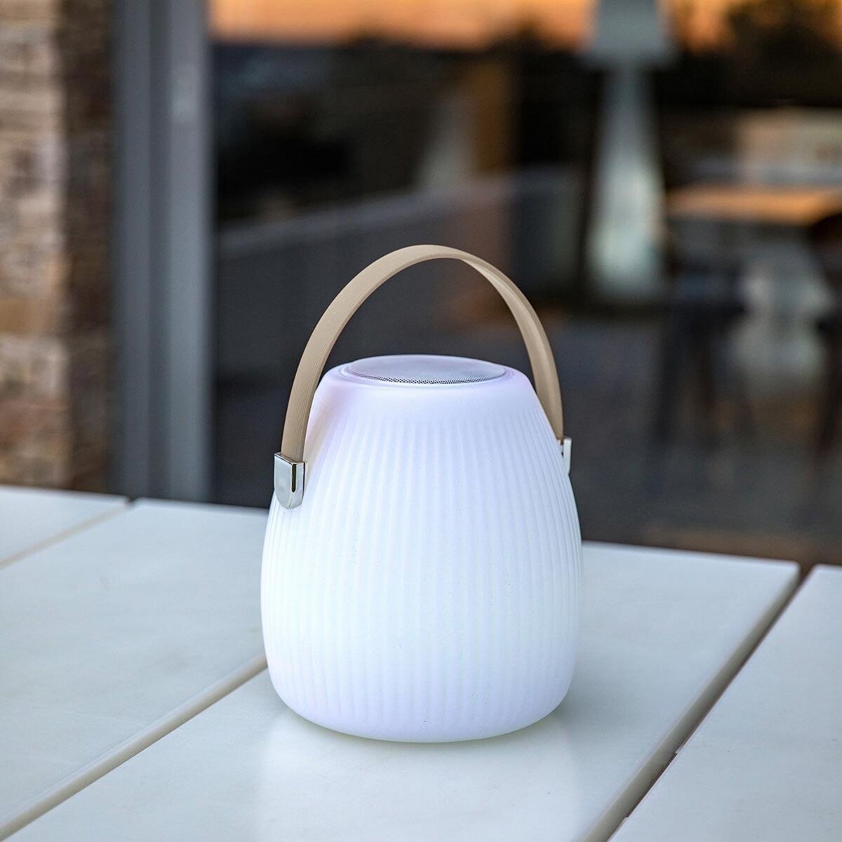 Lumisky Lampe enceinte bluetooth sans fil MINI MAY Beige Polyéthylène H23CM