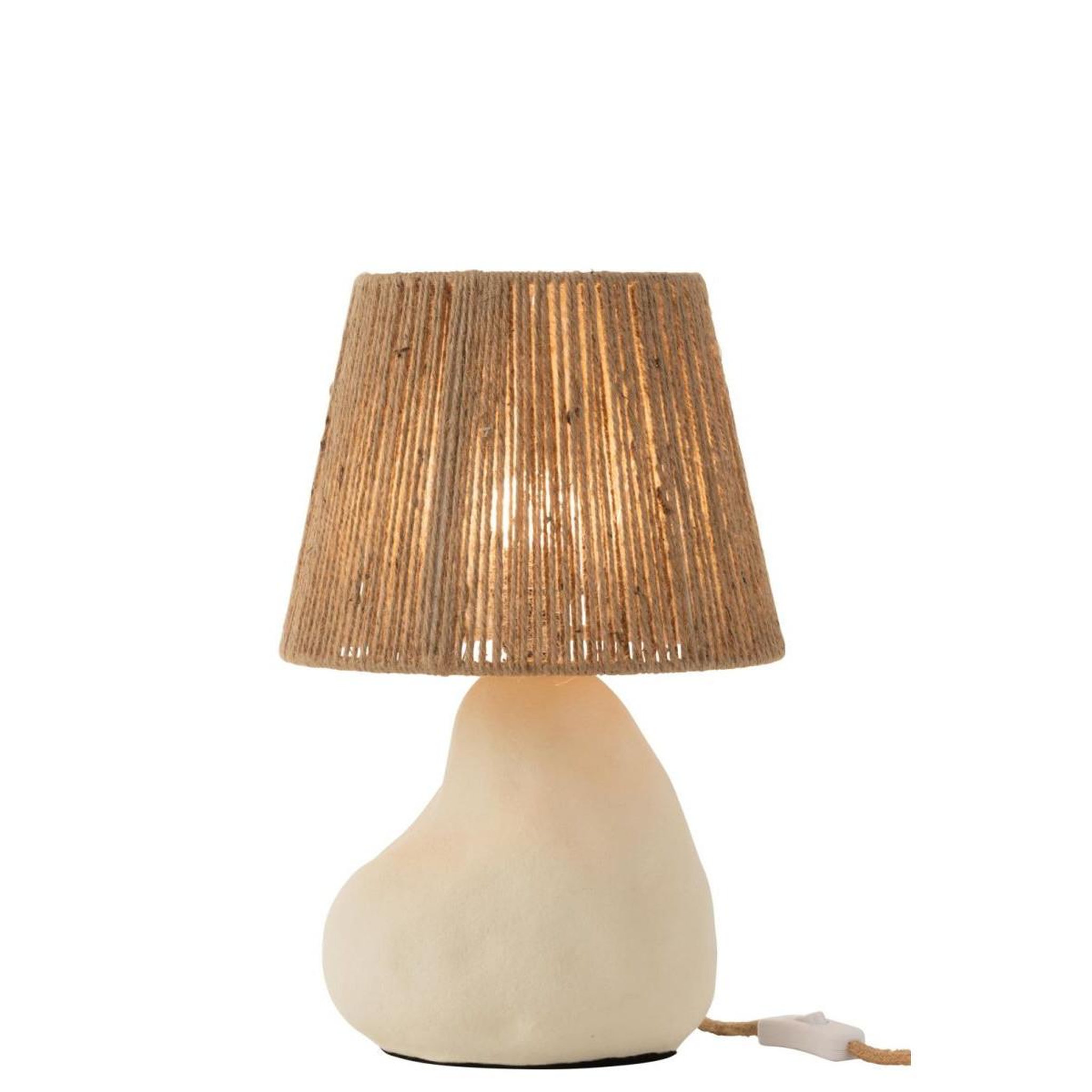 Voir la diapositive 2 : J-LINE Lampe à poser design  ficelle  40cm naturel & beige
