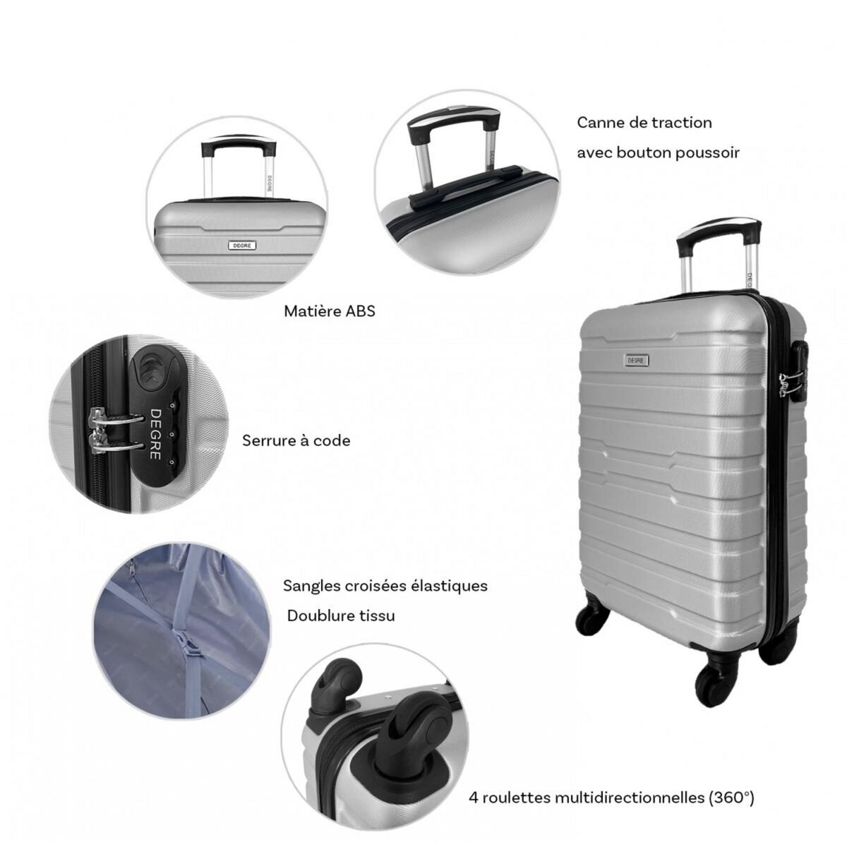 Degré Valise cabine passe-partout rigide 55cm