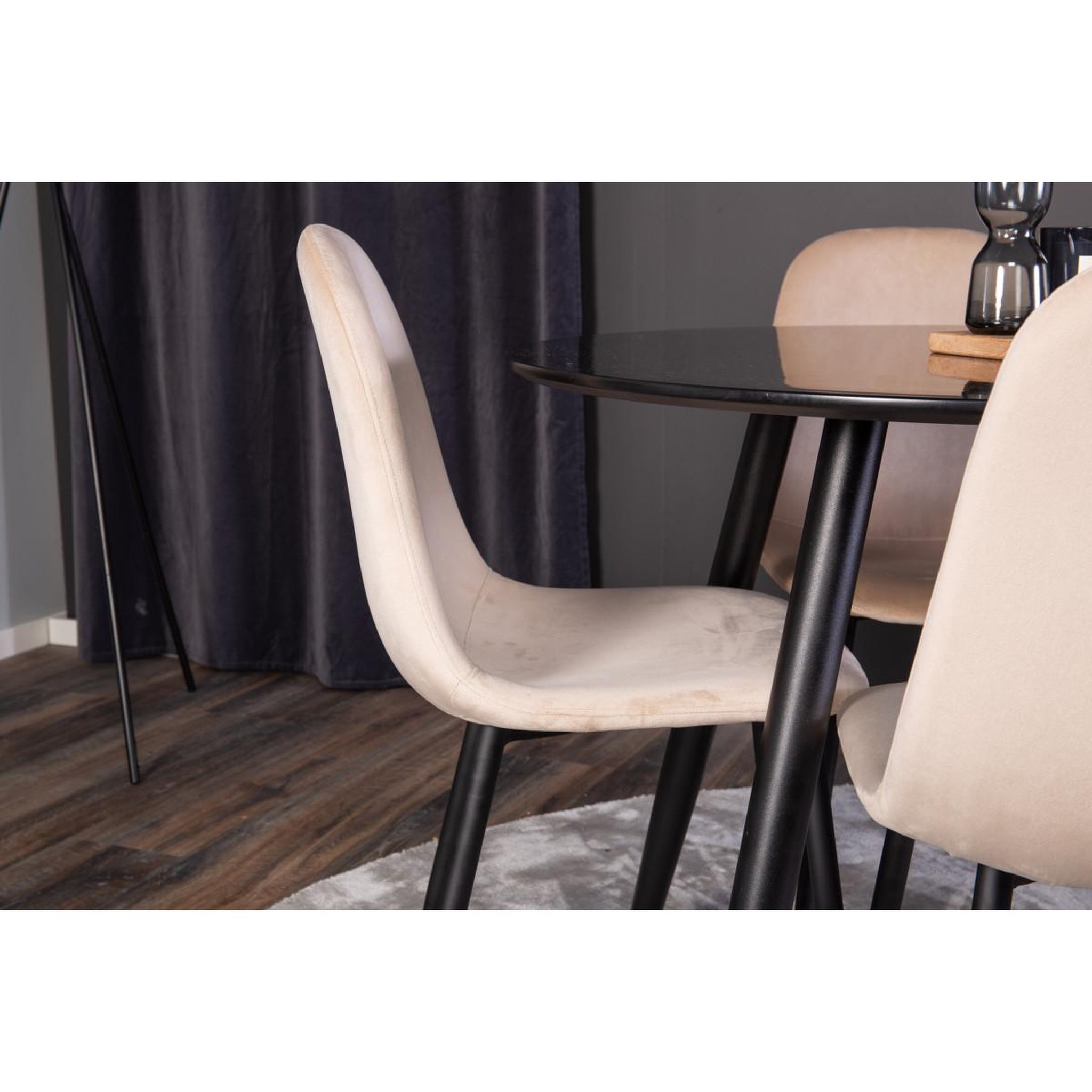 Voir la diapositive 2 : Paris Prix Ensemble table à manger & 4 chaises  plaza & polar i  100cm noir & beige
