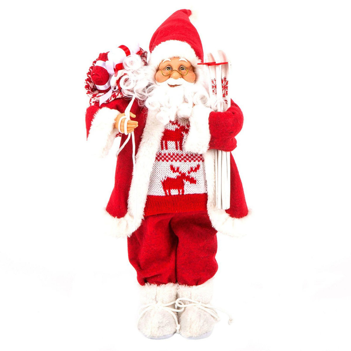 FEERIC LIGHT & CHRISTMAS Décoration d'intérieur Père Noël traditionnel en polyester - Hauteur 45 cm - Rouge et blanc