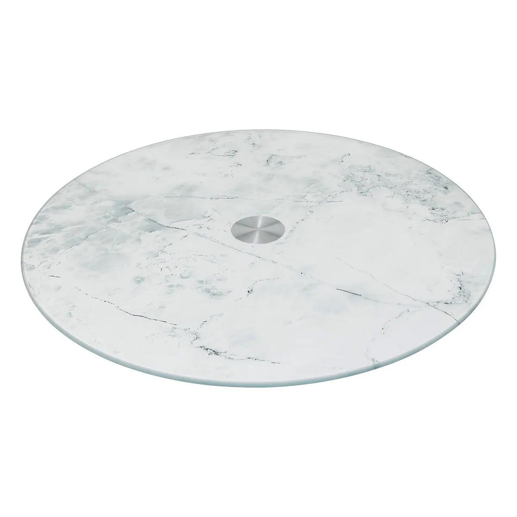 FIVE Plateau tournant en verre  effet marbre  31cm blanc