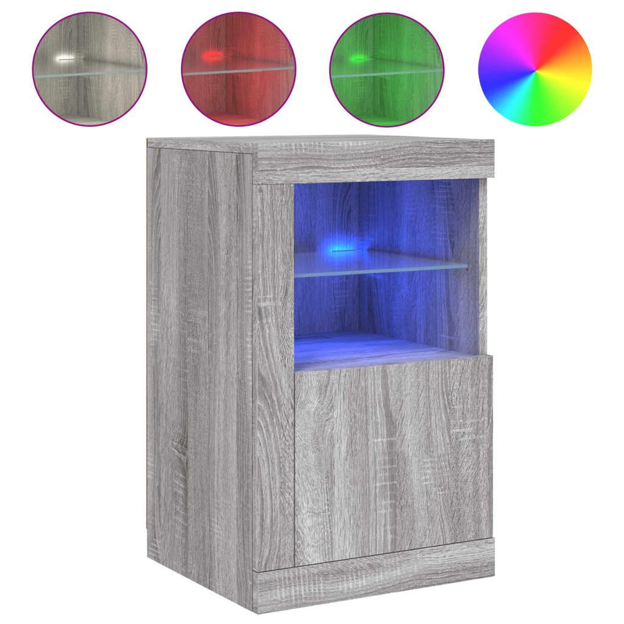 Voir la diapositive 2 : VIDAXL Armoire laterale et lumieres LED sonoma gris bois d'ingenierie