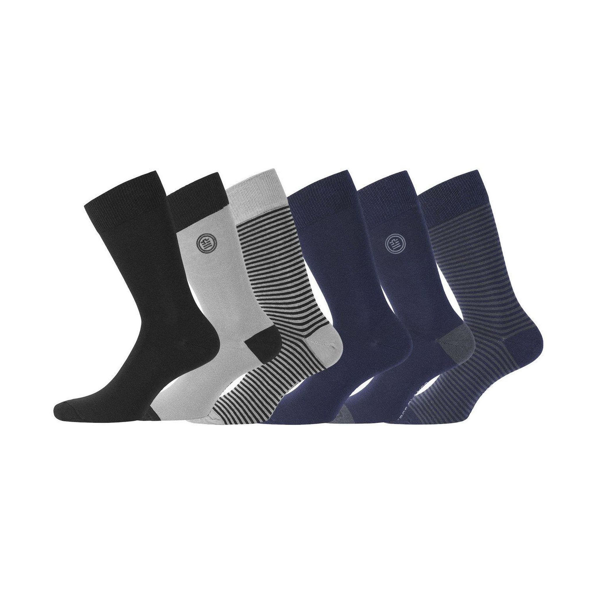 SERGE BLANCO Lot de 6 paires de chaussettes de ville coton homme. Coloris disponibles : Gris