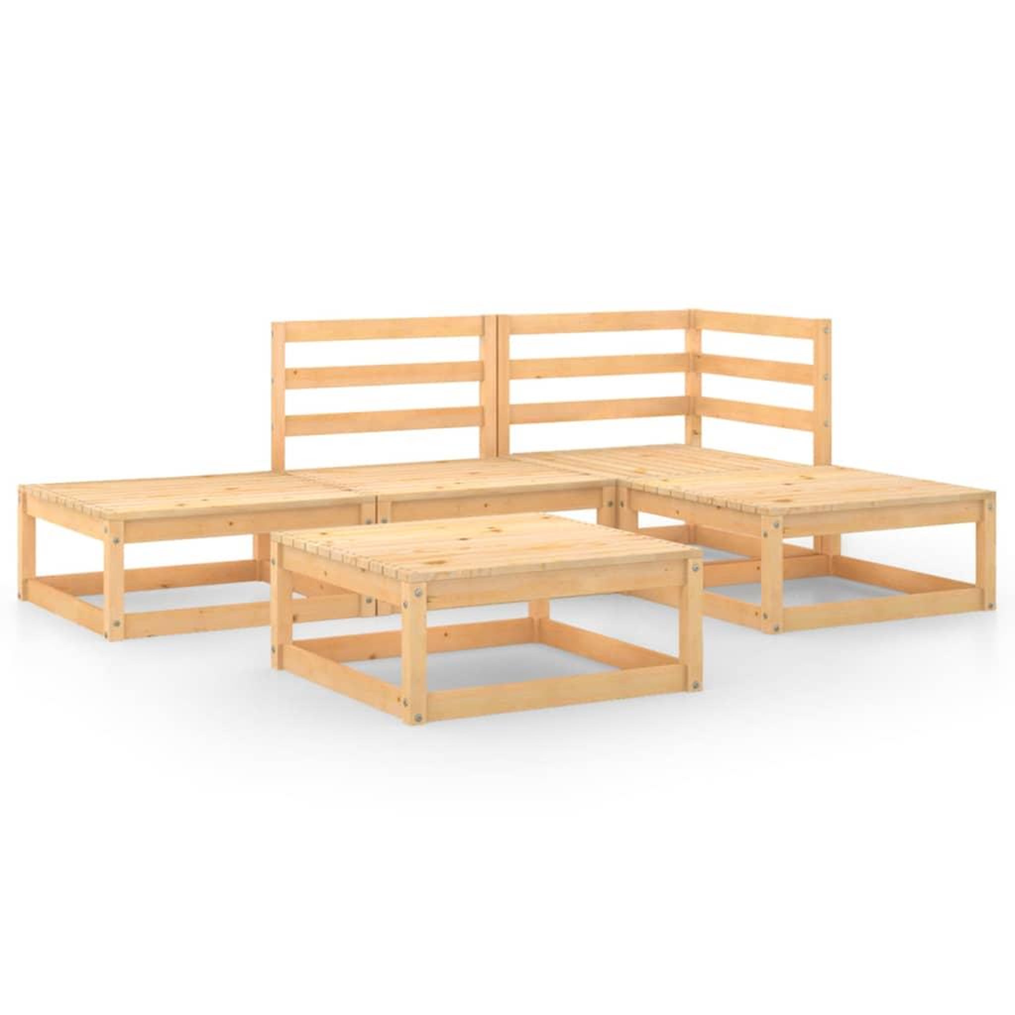 Voir la diapositive 2 : VIDAXL Salon de jardin 5 pcs Bois de pin massif