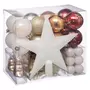 FEERIC LIGHT & CHRISTMAS Kit Décoration pour sapin de Noël - 44 Pièces - Blanc, doré, cuivré et rouge