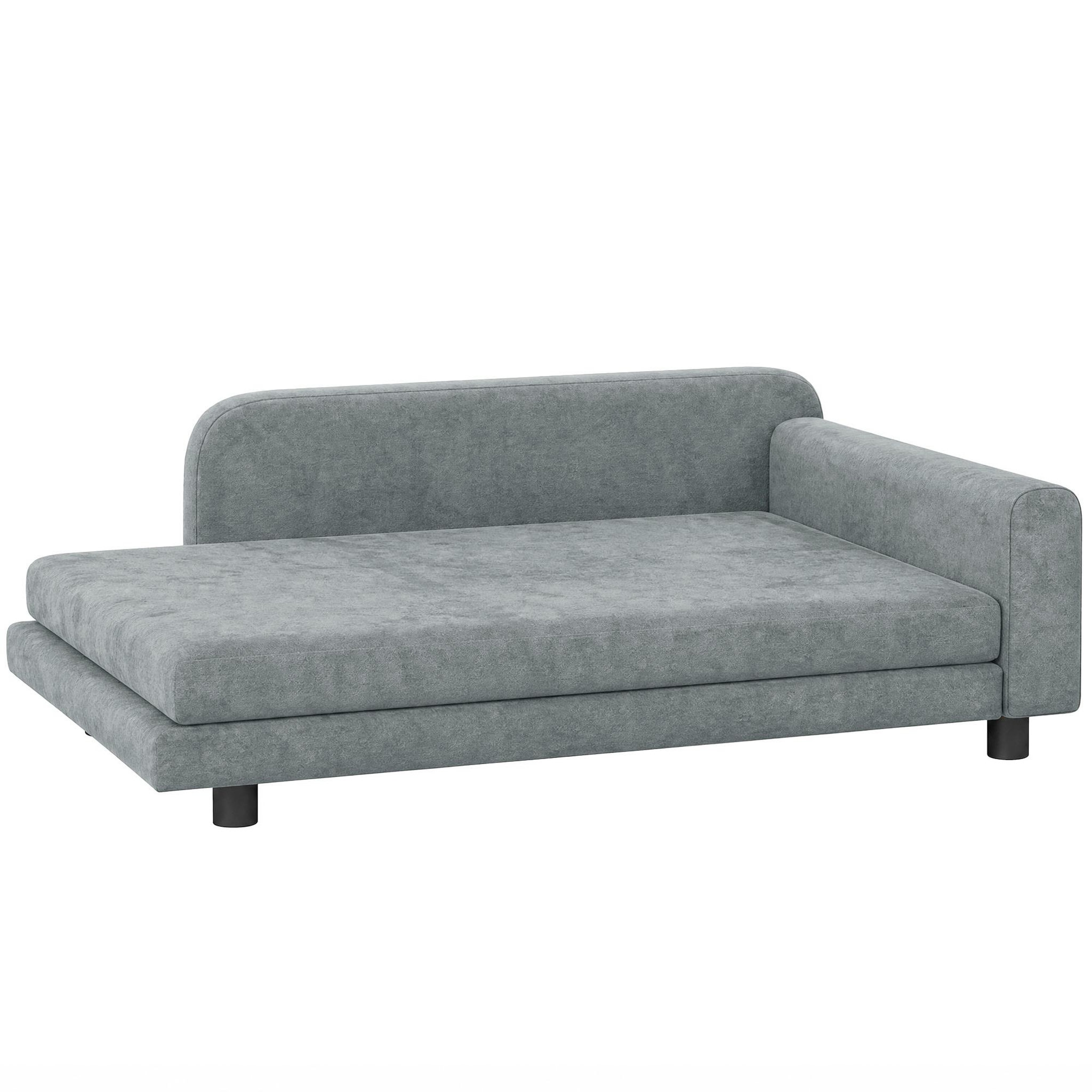 PAWHUT Canapé pour chien grande taille design velours grand confort gris