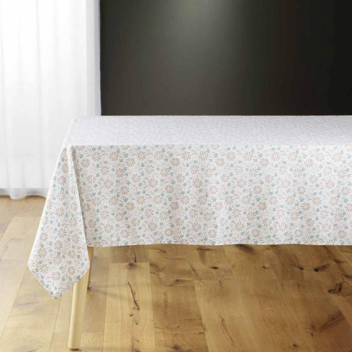 Paris Prix Nappe Microfibre Imprimé  Florelle  140x240cm Taupe