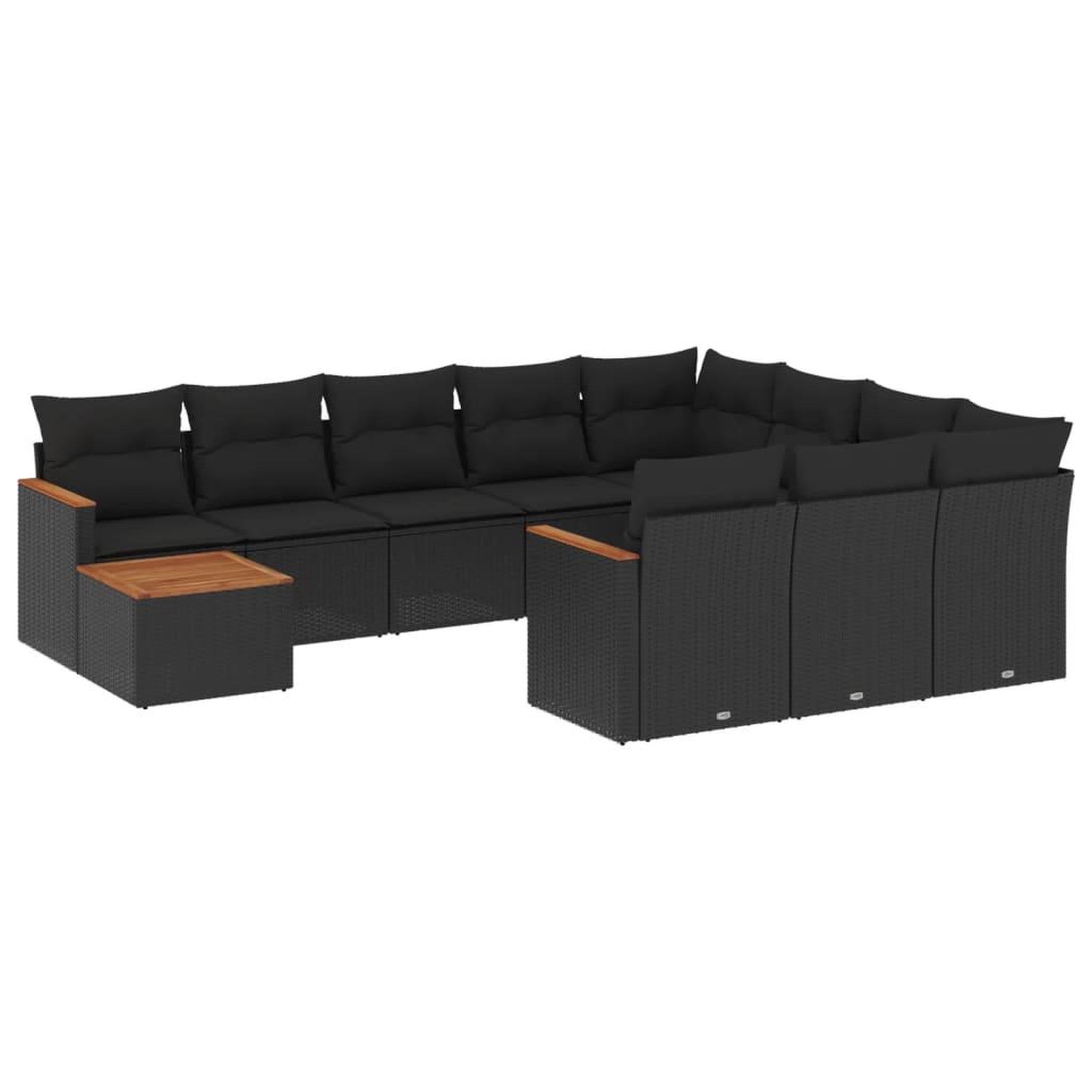 Voir la diapositive 2 : VIDAXL Salon de jardin 11 pcs avec coussins noir resine tressee
