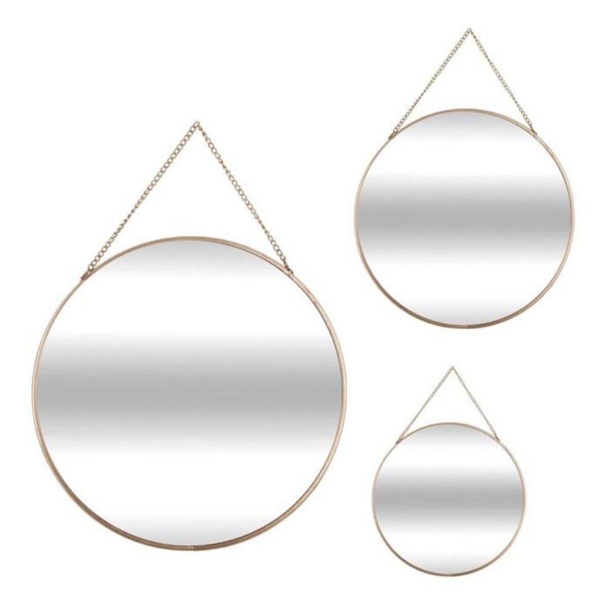 ATMOSPHERA Lot de 3 Miroirs Métal  Ronds  29cm Or