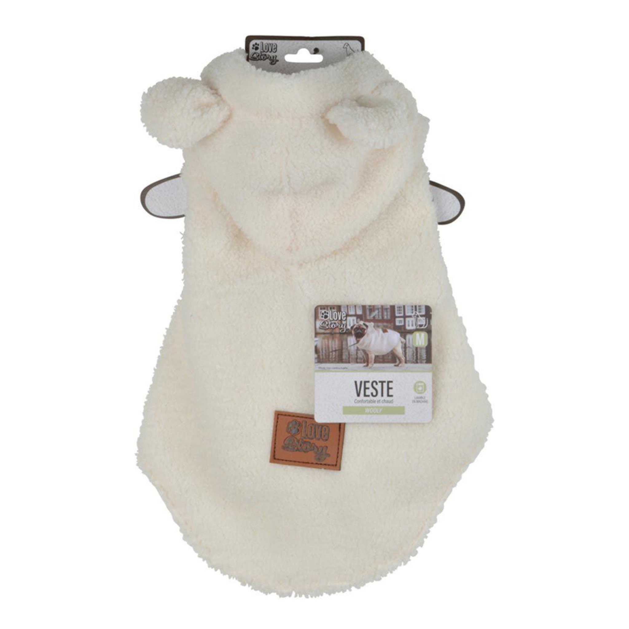 Voir la diapositive 6 : LOVE STORY Veste doudou pour chien  wooly  35cm écru