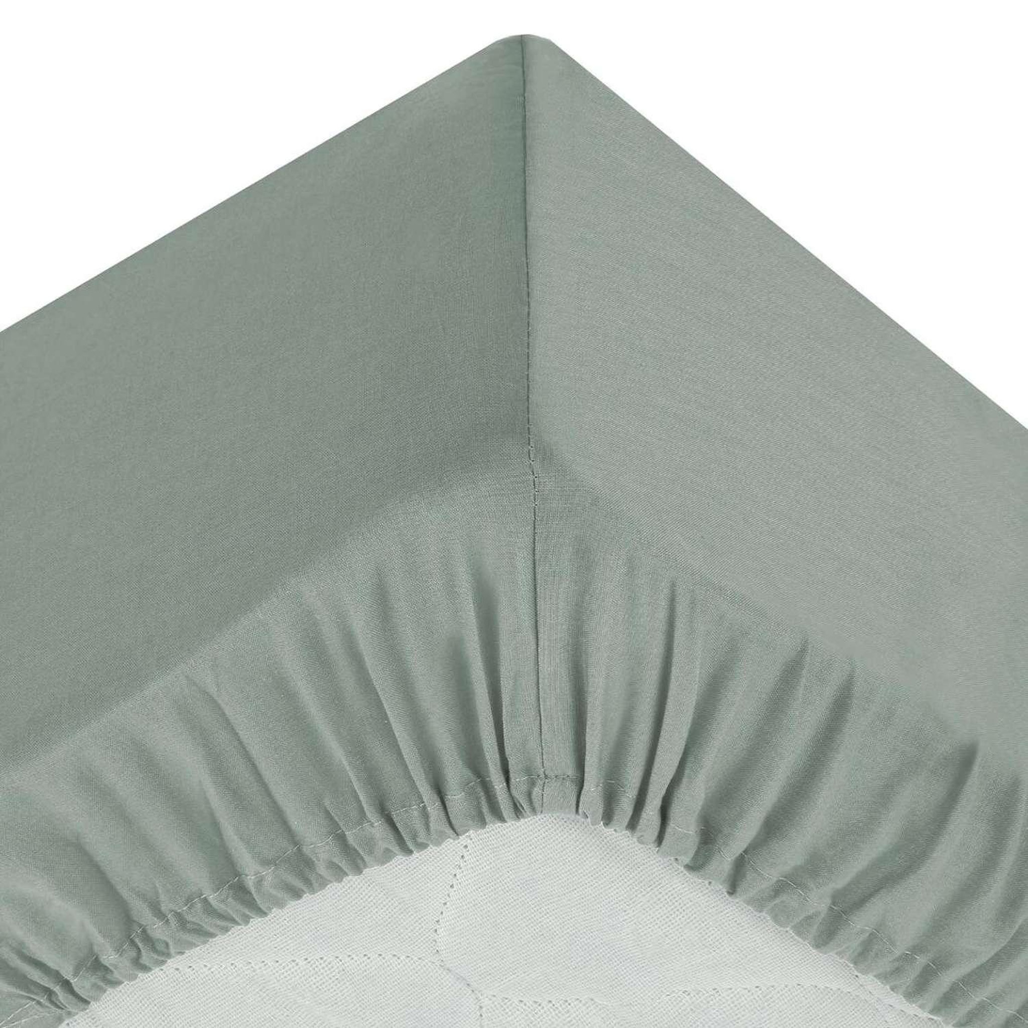 Voir la diapositive 2 : ATMOSPHERA Drap housse 2 personnes - 100% Coton - 140 x 190 cm - Celadon