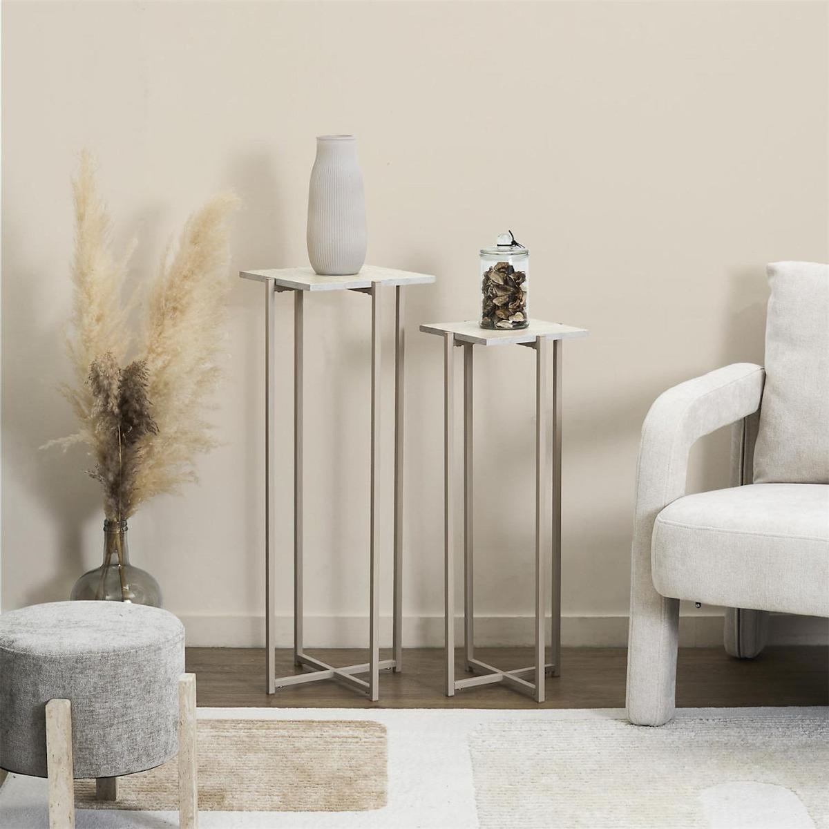 Paris Prix Lot de 2 Sellettes Gigognes  Terra Nova  80cm Beige