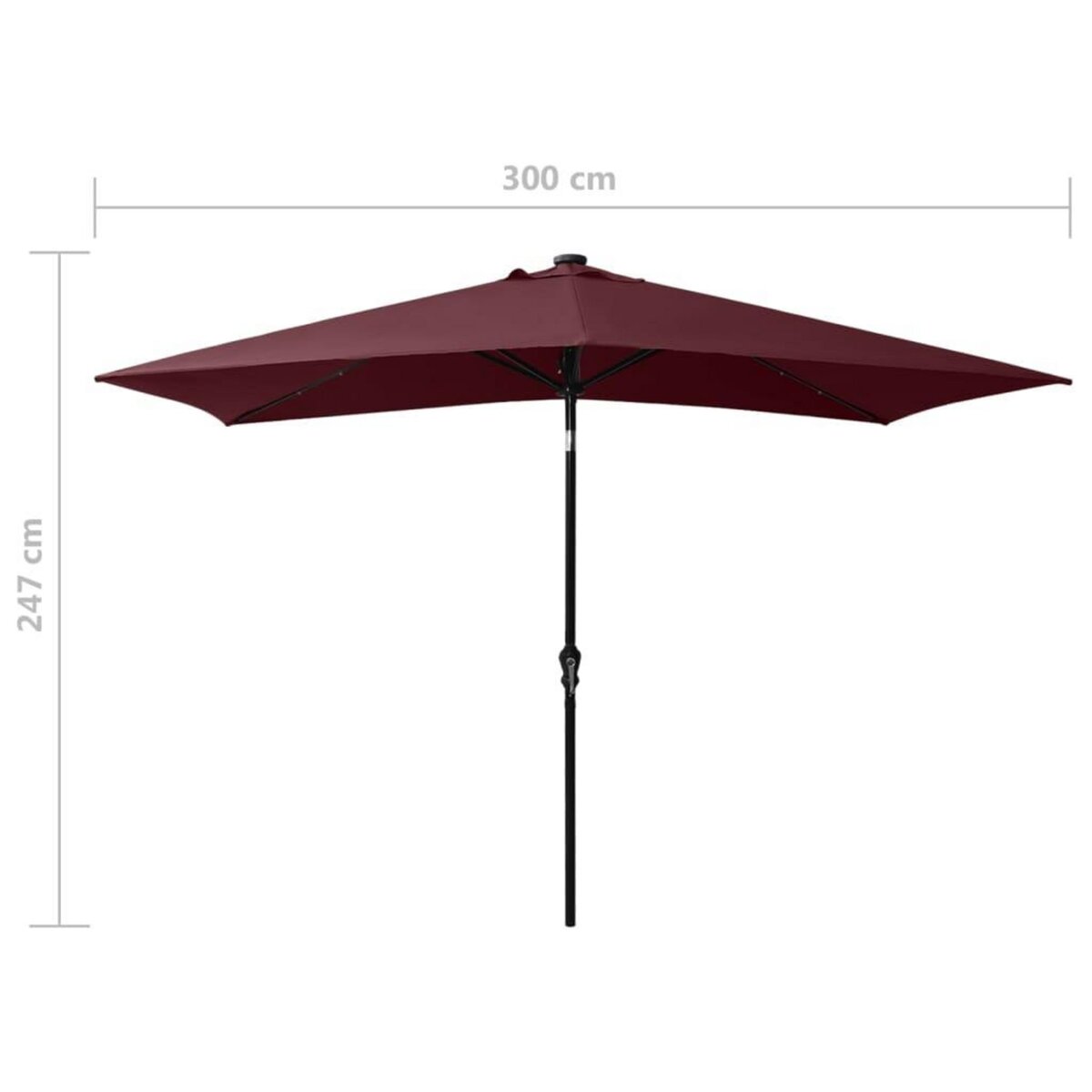 VIDAXL Parasol de jardin avec LED et mat en acier rouge bordeaux 2x3 m